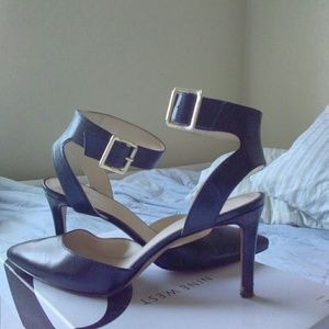 Nine West High Heels, Ankle Straps, Black, Worn 1x